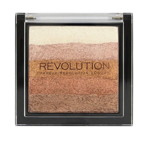 Revolution Highlighting Palette With Light + Dark Bronze White Gold Pink Shimmer - Picture 1 of 2